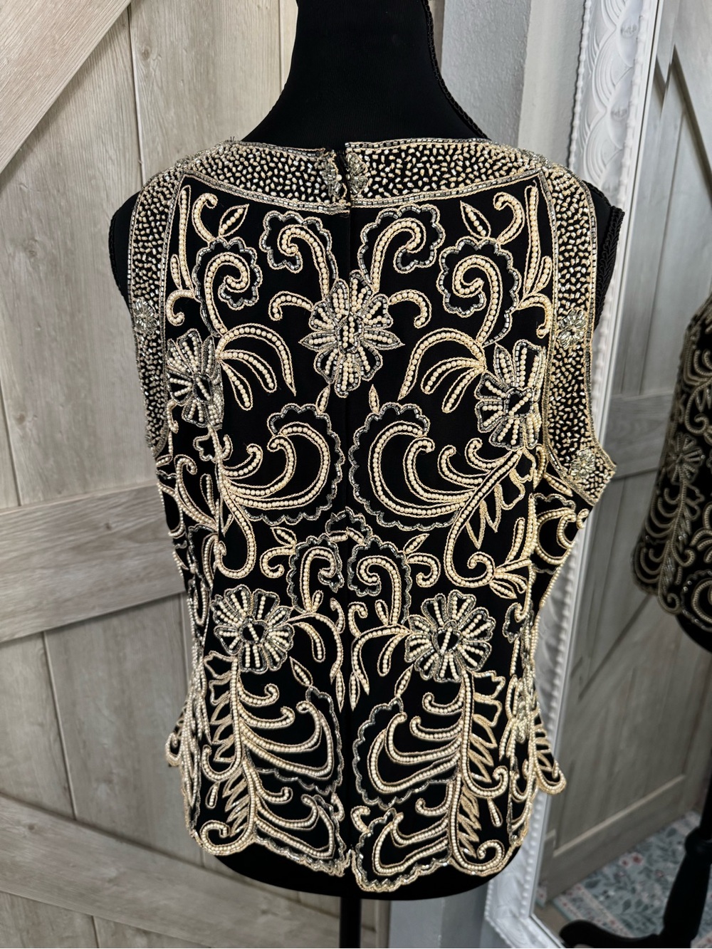 Vintage Heavily Beaded Floral Statement Top - Large - Picture 3 of 6